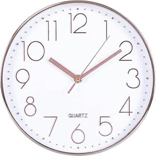 Relógio de Parede Minimalista Rose Gold e Branco 20cm x 20cm Decoração de Parede Enfeites Utilidades Domésticas Premium