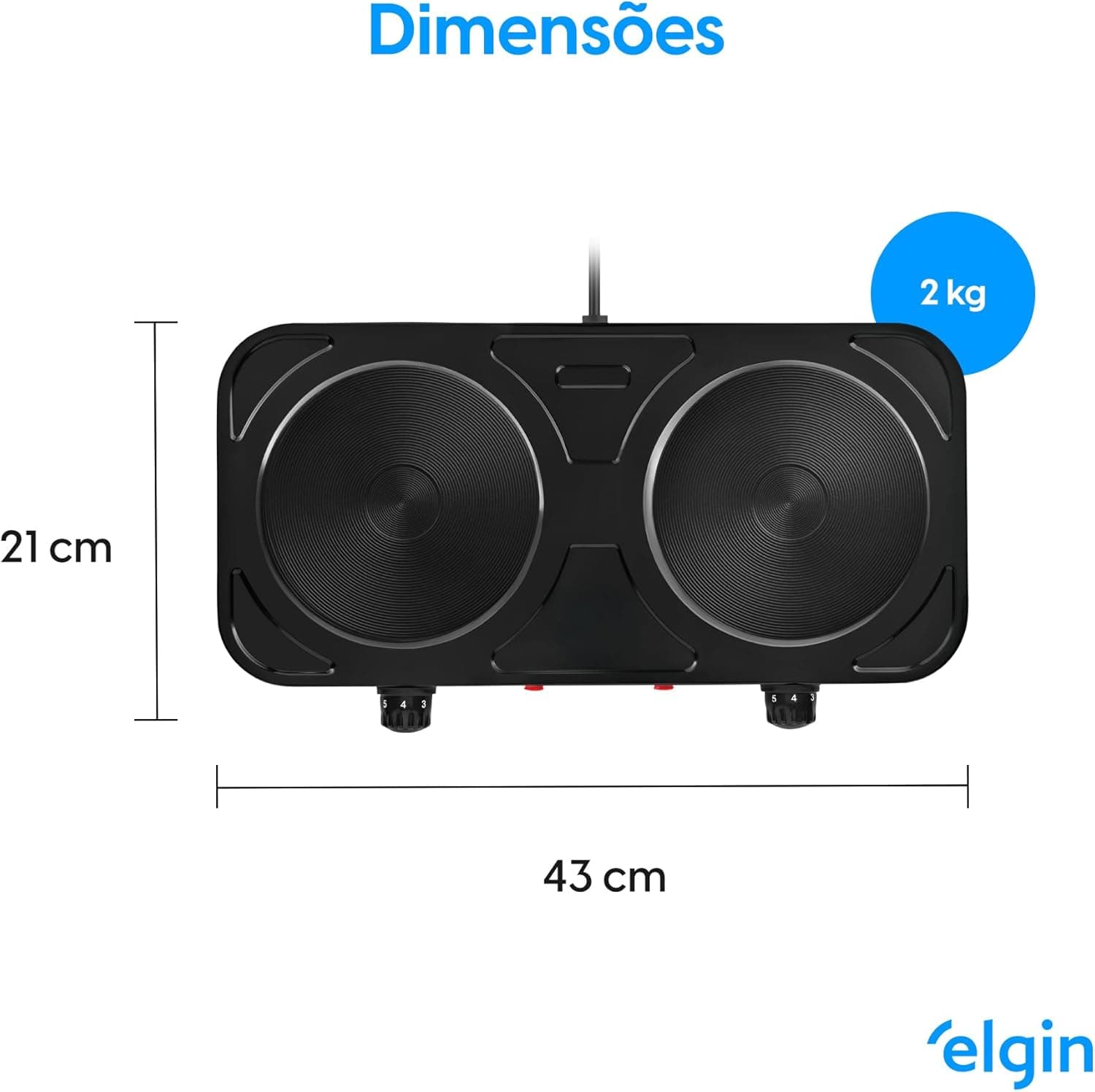 Fogão Elétrico Portátil Cooktop 2 Bocas Elgin - 220V