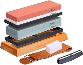 Kit completo de pedras de afiação dupla face com grãos 400/1000 e 3000/8000 para afiação de facas