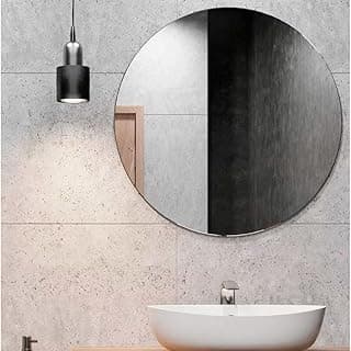 Espelho redondo decorativo 30cm vidro lapidado para banheiro quarto sala