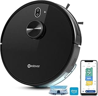 Robô aspirador Neatsvor X600 em fundo branco, mostrando detalhes do produto e acessórios.