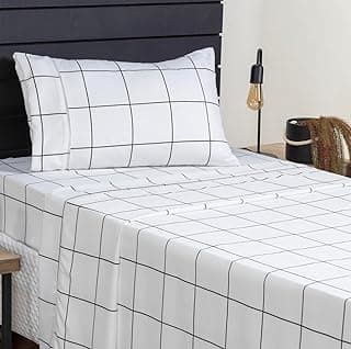 Jogo de cama xadrez branco e preto para cama de solteiro com travesseiros e cobertor