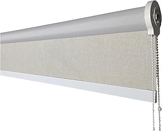 Cortina persiana rolo blackout sob medida linho natural branco 1,30m x 1,40m