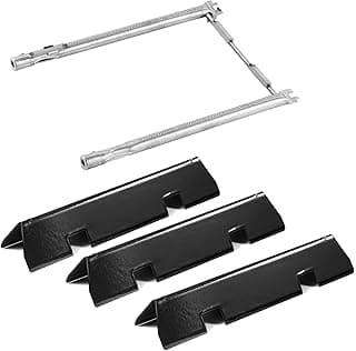 Conjunto de peças de reposição para churrasqueira com haste de metal e grelhas de queimador pretas