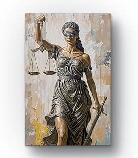 Quadro decorativo balança da justiça estilo clássico 90x60 cm
