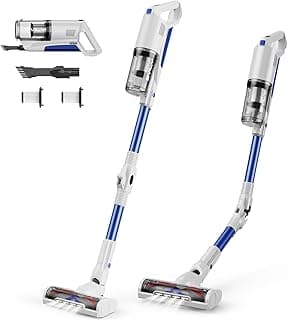 Aspirador de pó sem fio dobrável 28000PA branco e azul com acessórios