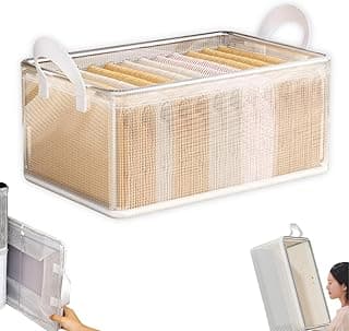Kit de 4 caixas organizadoras transparentes com alças, dobráveis e multiuso para closet, guarda-roupa e lavanderia