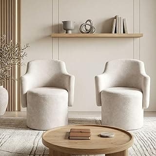 Kit 2 Poltrona Organica Decorativa Moderna Elegante Confortável Estofada Tecido Boucle Redonda Minimalista Sala Estar Recepção Escritório Moblan decor (BEGE)