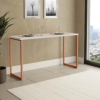 KLM Móveis Mesa de Jantar Industrial para 2 Lugares, Bronze com Off White, 120x45x75cm, 12kg, Tampo MDF