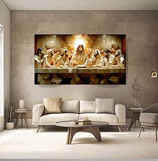 Quadro decorativo Santa Ceia 90x60 cm abstrato para sala