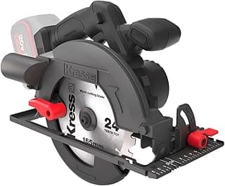 Serra Circular Brushless Kress KUE12.9 20V – 165 mm, 5.000 rpm, Corte em Ângulo 0–50°, Freio Eletrônico, Base Profissional, LED, Guia Paralela – Alta Performance Profissional – Não Acompanha Bateria