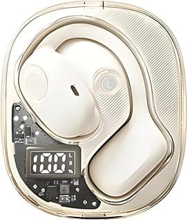Fone de ouvido condução óssea branco com estojo de carregamento