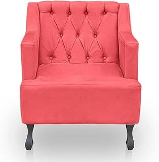 Poltrona de Sala de Estar Clássica, Suede Macio, Confortável e Reforçada com Madeira Eucalipto (Rosa)