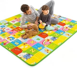 Tapete infantil multicolorido com alfabeto e números, proteção térmica, para bebês.