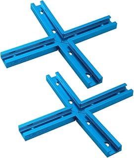 Kit de interseção T-Track azul POWERTEC, 7,6 cm, montagem pré-perfurada