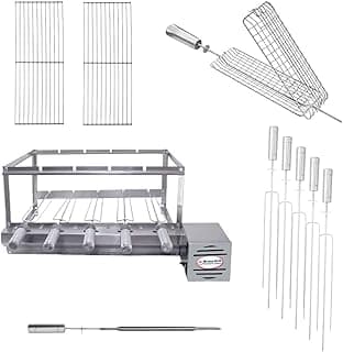 Kit churrasqueira Gira Grill Inox com grelhas auxiliares e espetos
