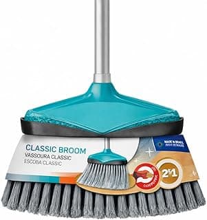 Vassoura Classic Broom com cerdas resistentes, ideal para uso interno e externo.