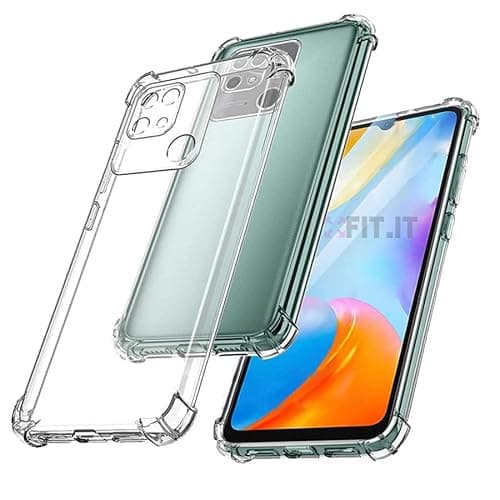 Capa transparente com proteção contra queda e películas de vidro temperado para Xiaomi Redmi 10C
