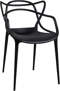 Cadeira preta ergonômica com braços em forma de asa, para mesa de jantar e cozinha