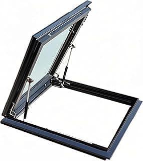 Janela de teto de claraboia com ventilação manual de vidro temperado de camada dupla para sótãos, salas de sol e porões – Janela de saída para telhados planos/inclinados (85 x 55 cm)