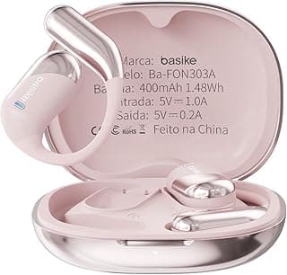 Fone de ouvido Bluetooth, Basike Ba-FON303A OWS Fone sem Fio Bluetooth, BT V6.1, 8h de Reprodução, 100 Horas em Standby, Compatível com Assistente de Voz para Corrida/Exercícios (Rosa)