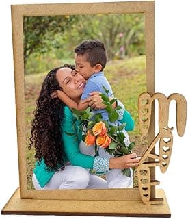 Kit 10 Porta Retratos 10x15 MDF Dia Das Mães com Suporte em Forma de Coração