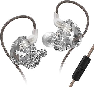 Fone de ouvido intra-auricular Yinyoo KZ EDX 1DD HiFi, transparente com detalhes metálicos, fundo branco