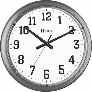 Relógio de Parede Quartz Prata Metálico com Mostrador Branco - HERWEG