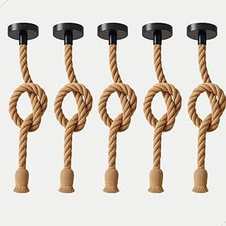 Kit 5 Pendentes Luminária de Corda Sisal Estilo Retrô Vintage Rústico E27 Bivolt