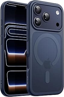 Capa JETech para iPhone 17 Pro Max, azul escuro, fosca e translúcida, com carregamento MagSafe