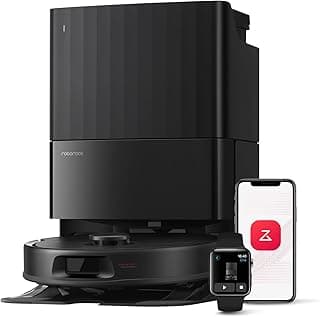 Robô aspirador e mop Roborock Série Qrevo em preto com controle por smartphone e smartwatch