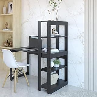 Mesa Escrivaninha c/Estante 4 Prateleiras Licce Preto
