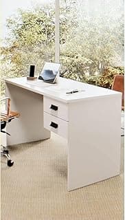 Escrivaninha Moderna com Duas Gavetas Mesa Computador para Estudo Trabalho Home Office Quarto (Branco)