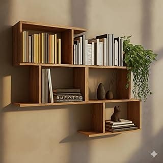 Kit 2 Nichos Zig MDF 15mm amadeirado Freijo| Estante de Livros e Prateleira Decorativa Parede 60cm