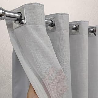 Cortina de voile gaze de linho branco com forro blackout