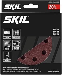 Kit de papel de lixa SKIL com 20 peças de 5 polegadas para múltiplas superfícies