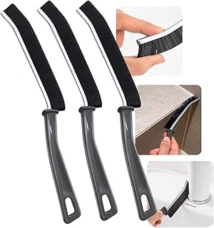Kit 3 escovas de limpeza multiuso para cantos difíceis e fendas, cinza e preto