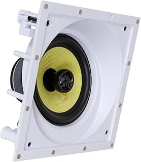 Caixa acústica de embutir JBL CI6SA Plus branca com detalhes em preto e amarelo
