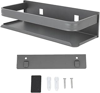 Prateleira flutuante de aço inoxidável para banheiro, quarto e cozinha, com montagem na parede, dois compartimentos e acessórios de montagem.
