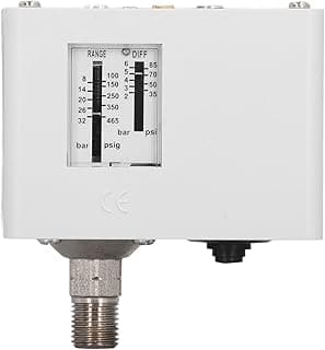 Interruptor de pressão pneumático branco com mostrador digital e conector metálico
