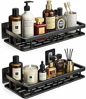 Hytalux Kit 2 Prateleiras Suporte Porta Shampoo Sabonete Banheiro Box Nicho Organizador sem Furar Parede Estilo Moderno Resistente Premium