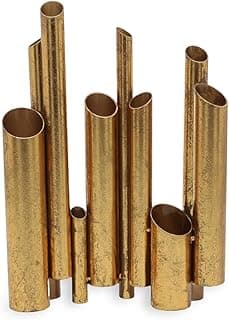 Conjunto de tubos decorativos em metal dourado em forma de arco
