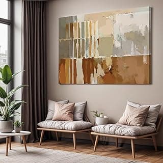 Quadro decorativo abstrato tons terrosos 90x60 para sala de estar