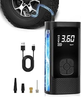 Compressor de ar portátil sem fio com medidor de pressão digital e lanterna LED