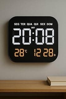 Relógio Digital de Parede e Mesa 18.5" com Display LED Colorido, Brilho Automático, Calendário, Temperatura, Alarme Duplo e Controle Remoto – Ideal para Casa, Escritório e Idosos - SHACK