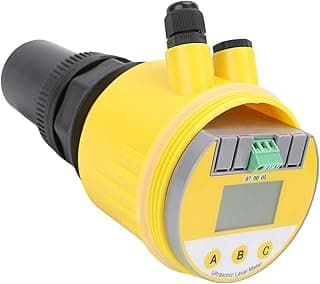 Sensor de Nível Ultrassônico AUNMAS, LCD Digital, Amarelo e Cinza, 0-10M, Saída Analógica 4-20mA