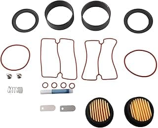 Kit de reparo de compressor de ar com anéis de vedação, válvulas, filtros e peças metálicas