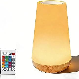 Abajur LED Recarregável com Controle Remoto e Touch, Luz Noturna 13 Cores Ajustáveis, Temporizador 5 Níveis de Brilho Luminária de Mesa para Quarto e Decoração