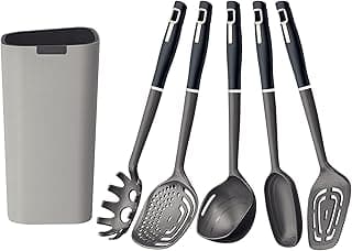 Jogo de Utensílios de Cozinha Tramontina Verano Ônix com Suporte - Preto e Cinza