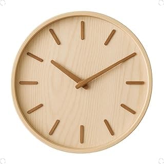 Relógio de Parede em Madeira 30 cm Silencioso Design Escandinavo para Sala Quarto Escritório